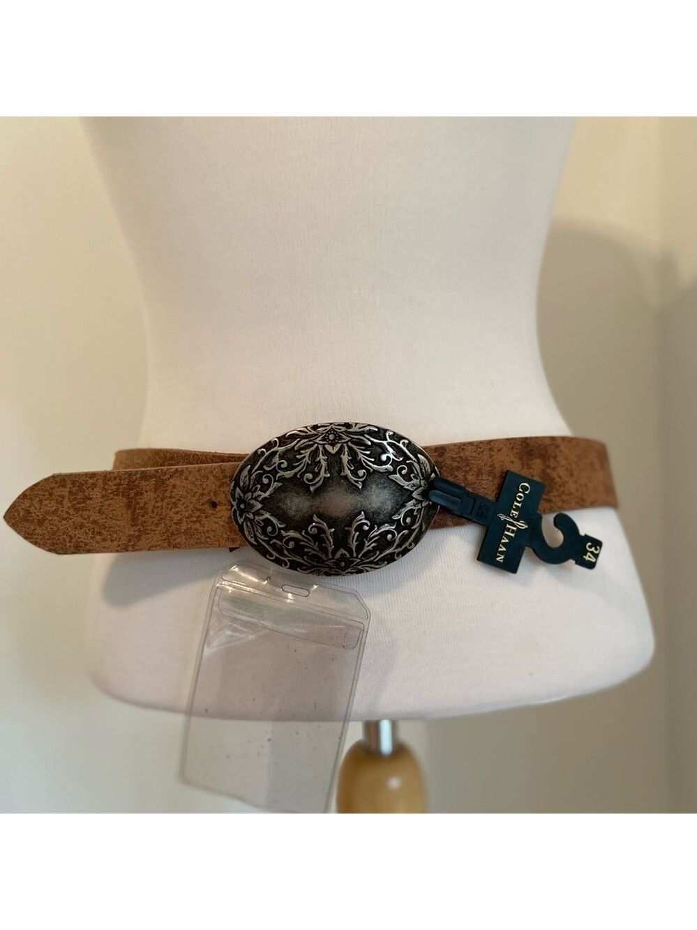 Vintage Cole Haan belt Carlen style NWT maroon brown solid metal buckle feminine
